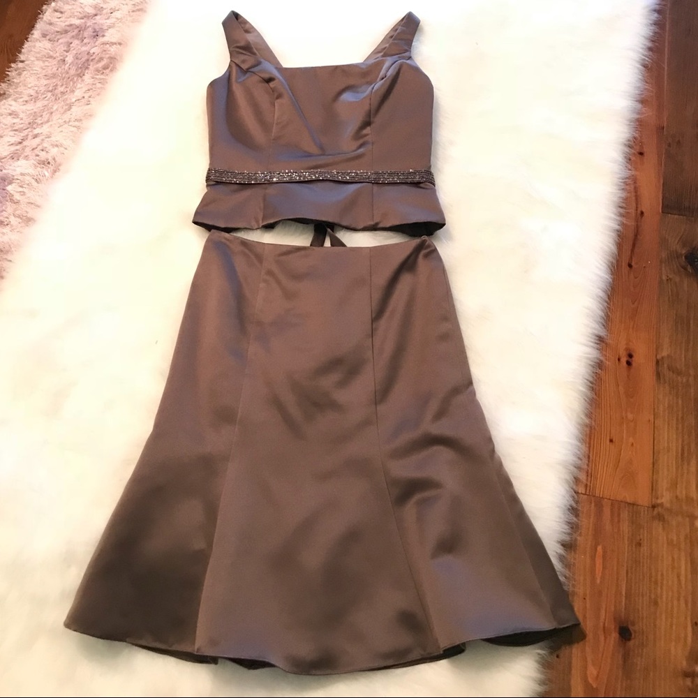 Alfred Angelo Ladies 2 Piece Mocha Embellished Top| A Line Skirt